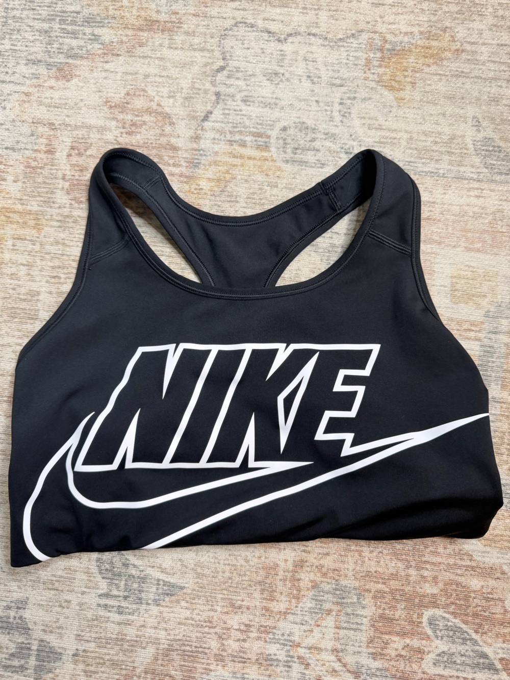 Nike Black Sports Bra with White Swoosh Logo
